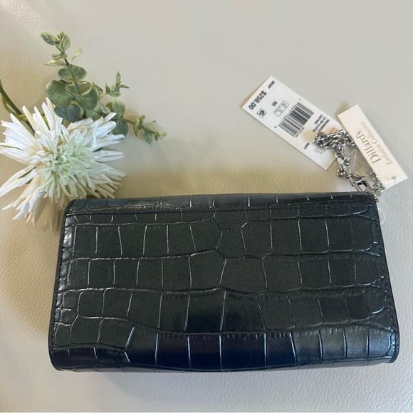 NWT Michael Michael Kors Croco Embossed Silver Hardware Mona Large E/W Clutch - Picture 7 of 16